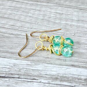 2/$10 Aqua blue beaded dangle earrings, women girls jewelry